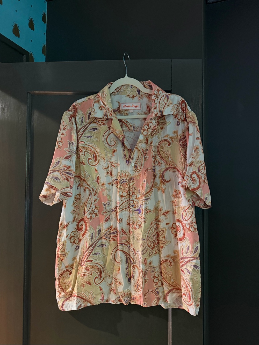 Men's Paisley Short Sleeve Shirt - Pink & Cream